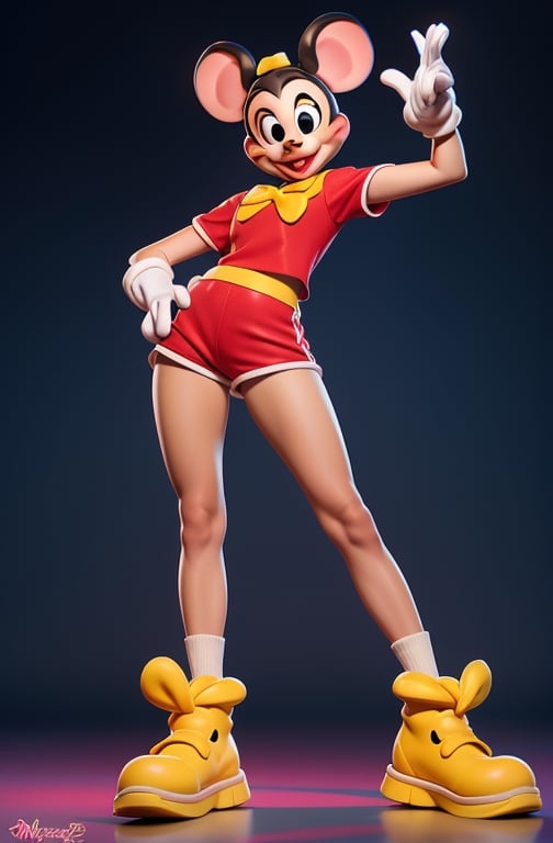 The longtime icon and mascot of The Walt Disney Company, Mickey is an anthropomorphic mouse who typically wears red shorts, large yellow shoes, and white gloves ...