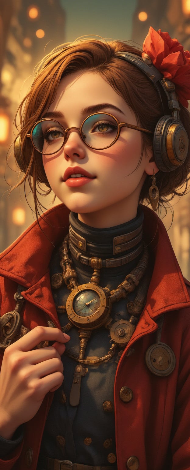 full body, anime style long shot:1.4, a whimsical steampunk girl with ADHD, intricate gears and mechanisms, copper and brass accents, vibrant colors, fantasy elements, detailed portrait, Dramatic lighting, surreal atmosphere, digital art, cinematic composition, hyperdetailed, Artstation, concept art. (Better quality,4k,8K,High resolution,masterpiece:1.2),ultra detailed,sharp focus,(realistic,photorealistic,photo-realistic:1.37),very detailed face,extremely detailed facial features,hyper realistic skin texture,extremely fine details,intricate details, detailed eyes,Detailed nose,Detailed lips,Detailed facial expressions,intricate facial anatomy,bright lighting, dramatic lighting,changing lighting,cinematic lighting,chiaroscuro lighting,dramatic shadows,dramatic moments, vivid colors,intense colors,Deep contrast,cinematic depth of field,film composition,cinematic camera angle