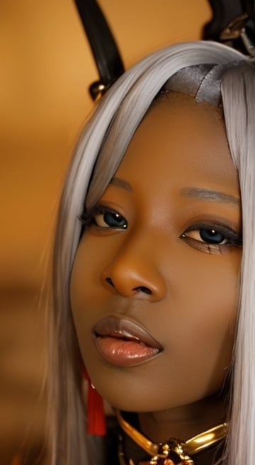 white color eyes, a woman sitting on the floor using a laptop, vanessa blue, african domme mistress, nubian, dark skin female goddess of love, beautiful thick female, elegant highly detailed, black female, seductive. highly detailed, ((((exotic artifacts)))), beautiful detailed body and face, the smooth black lioness, wears a egyptian ankh necklace