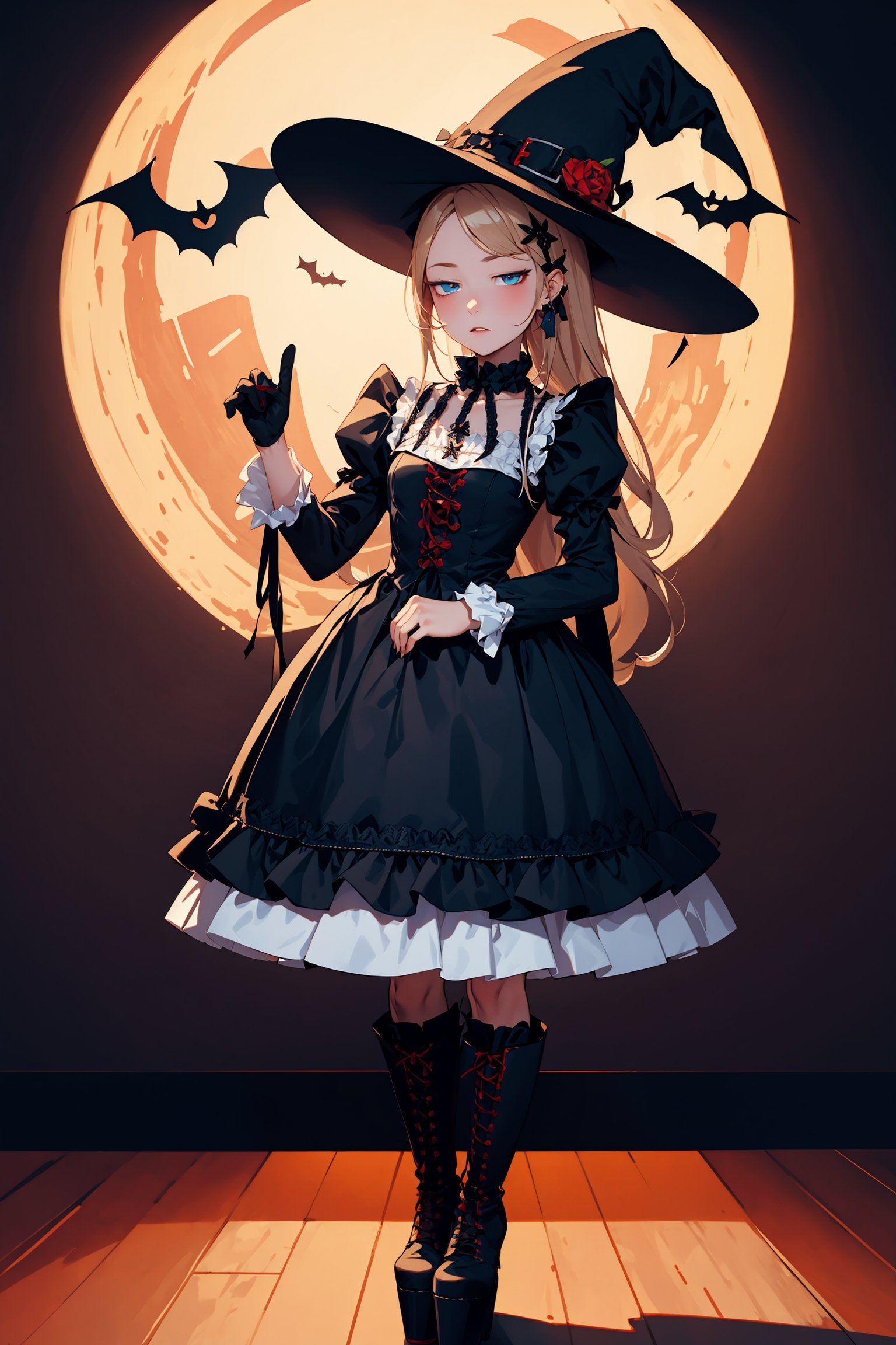 (night:1.4), no windows, absurdres, highres, ultra detailed, (Portrait:1.2), fisheye, Close-up, cute, (1girl:1.3), standing, Expressionless, (looking at viewer:1.1), upright immovable, fashion photography, BREAK
(gothic lolita:1.4), (Halloween witch cosplay), hair ornament, lace-up boots, (platform boots), BREAK
stylish clothing, fashion-forward trends, personal style, self-expression, runway shows, designer creations,