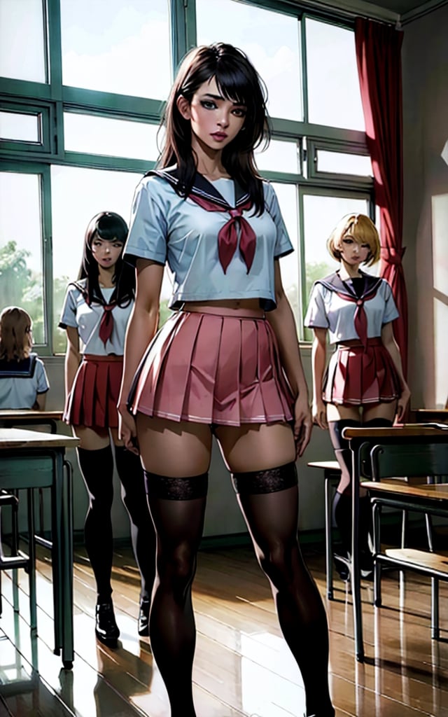 (best quality, masterpiece, RAW photo,ultra-detailed:1.2),realistic, looking at viewer, 
multipleGirlsGroup_v10:0.5,Harem,multiple girls,3girls,line-up, (school uniform, serafuku, pleated skirt, miniskirt, thighhighs),detailed panties,
standing on show-window,  add_detail:0.4