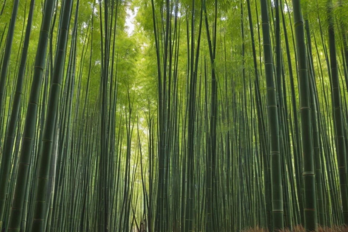 dense bamboo grove with tall slender stalks creating a natural cathedral