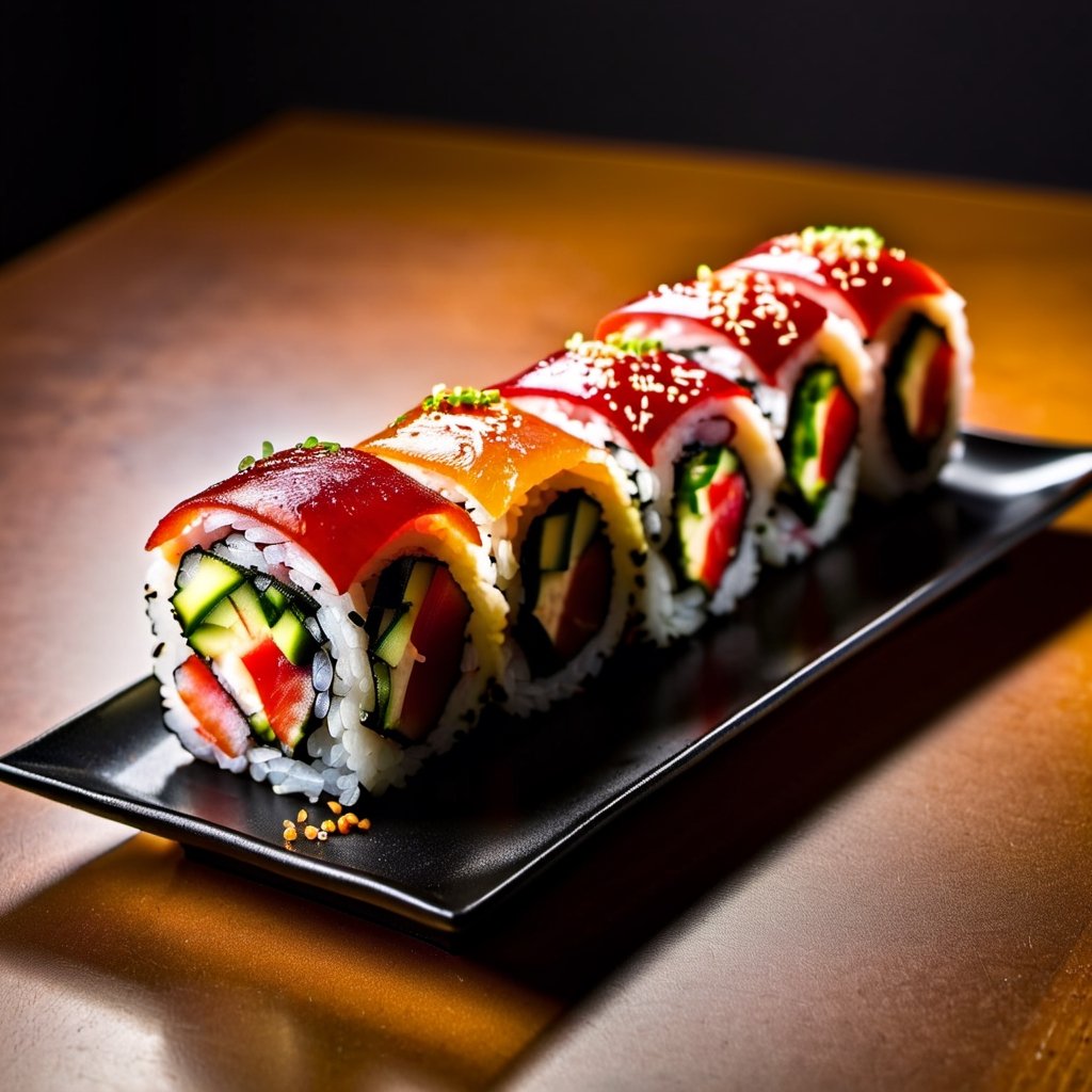 sushi roll on top of the table