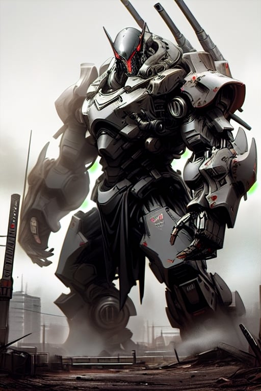 Generate a highly detailed and realistic AI image of an imposing and fearsome robotic colossus, armed to the teeth with advanced weaponry. This mechanical titan should strike terror into the hearts of onlookers with its menacing presence. Its design should exude sheer power and menace, with sharp, imposing features that emphasize its formidable nature.

Every detail, from the design of its weaponry to the battle-worn texture of its armor, should contribute to its aura of dread. The lighting and shading should further enhance its fearsome appearance, casting eerie and dramatic shadows across its surface. Whether it stands in a dystopian wasteland or an alien battlefield, this image should convey the undeniable menace of a colossal, weaponized monstrosity