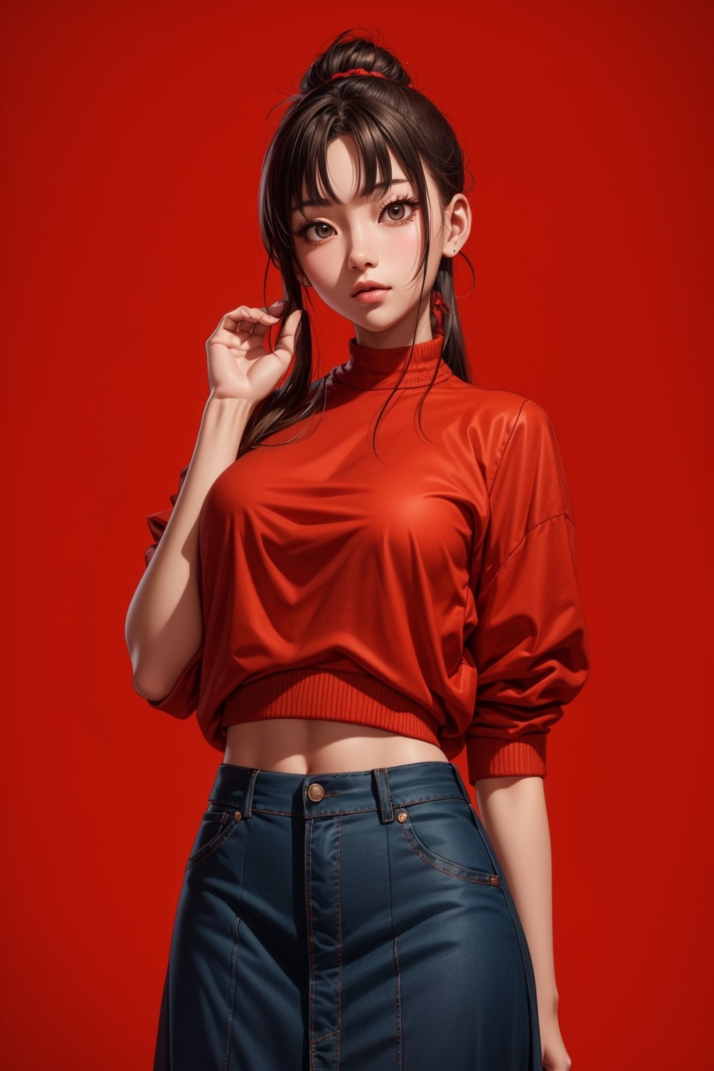 midjourney, niji,1 female, full_body, cut off top of head, hand in frame
,1girls,cartoon,anime,SAM YANG,Young beauty spirit ,Best face ever in the world, fully_dressed, white_background, 