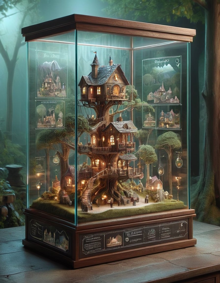 display case for a fairytale treehouse village 