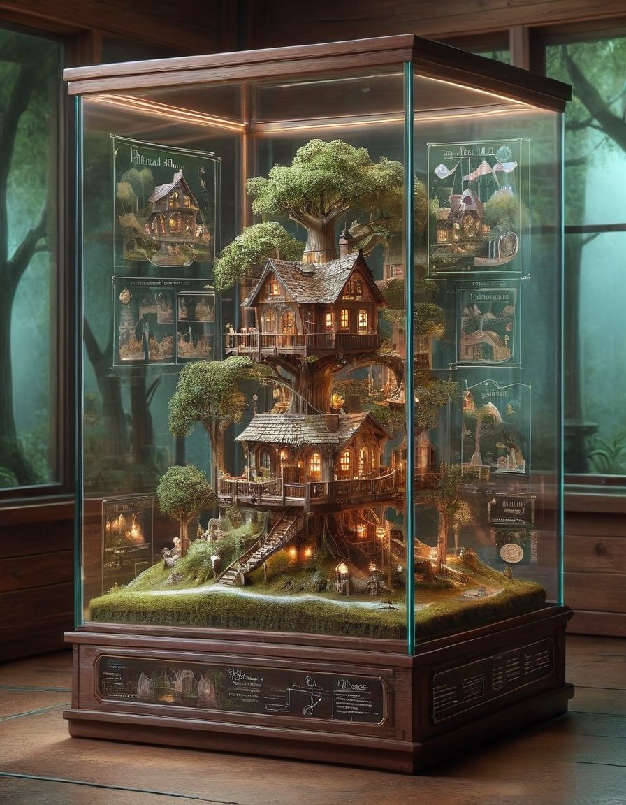 display case for a fairytale treehouse village 