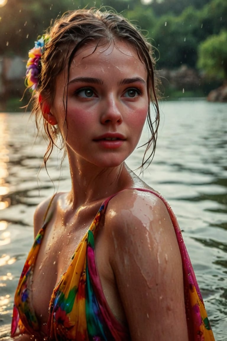 beautiful photo of a wet girl. (masterpiece, top quality, best quality, official art, beautiful and aesthetic, drapped with a colorful shawl:1.2), (1girl:1.4), portrait, extreme detailed, highest detailed, simple background, 16k, high resolution, perfect dynamic composition, bokeh, (sharp focus:1.2), super wide angle, high angle, high color contrast, medium shot, depth of field, blurry background,,itacstl, slight smile, ballgown, full sleeve

(wet clothes, wet hair, wet, wet face, wet skin, : 1.4 ), soakingwetclothes, wet clothes, wet hair, Visual Anime