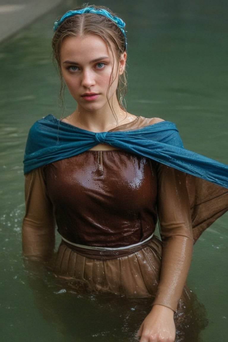 (wet clothes, wet hair, wet, wet face, wet skin,  : 1.4 ),(Chiaroscuro Solid colors background),( Beautiful wet German queen ),(greater details in definitions of face and eyes), (realistic and detailed wet skin textures), (extremely clear image, UHD, resembling realistic professional photographs, film grain), beautiful wet blonde hair,beautiful blue iris, ((wearing Baroque-style crimson dirndl ballgowns, royal cloak, clothes with vibrant colors, holding a shawl on hand, submerge,  hugging, very wet drenched hair, wet face:1.2)), infused with norwegian elements. The dress combines intricate lace and embroidery with colorful ballgown-inspired patterns. A wide obi belt cinches her waist, while puffed sleeves and delicate accessories complete the look, showcasing a striking fusion of cultures.,ct-drago
.
, soakingwetclothes, wet clothes, wet hair, Visual Anime,art_booster,anime_screencap,fake_screenshot,anime coloring