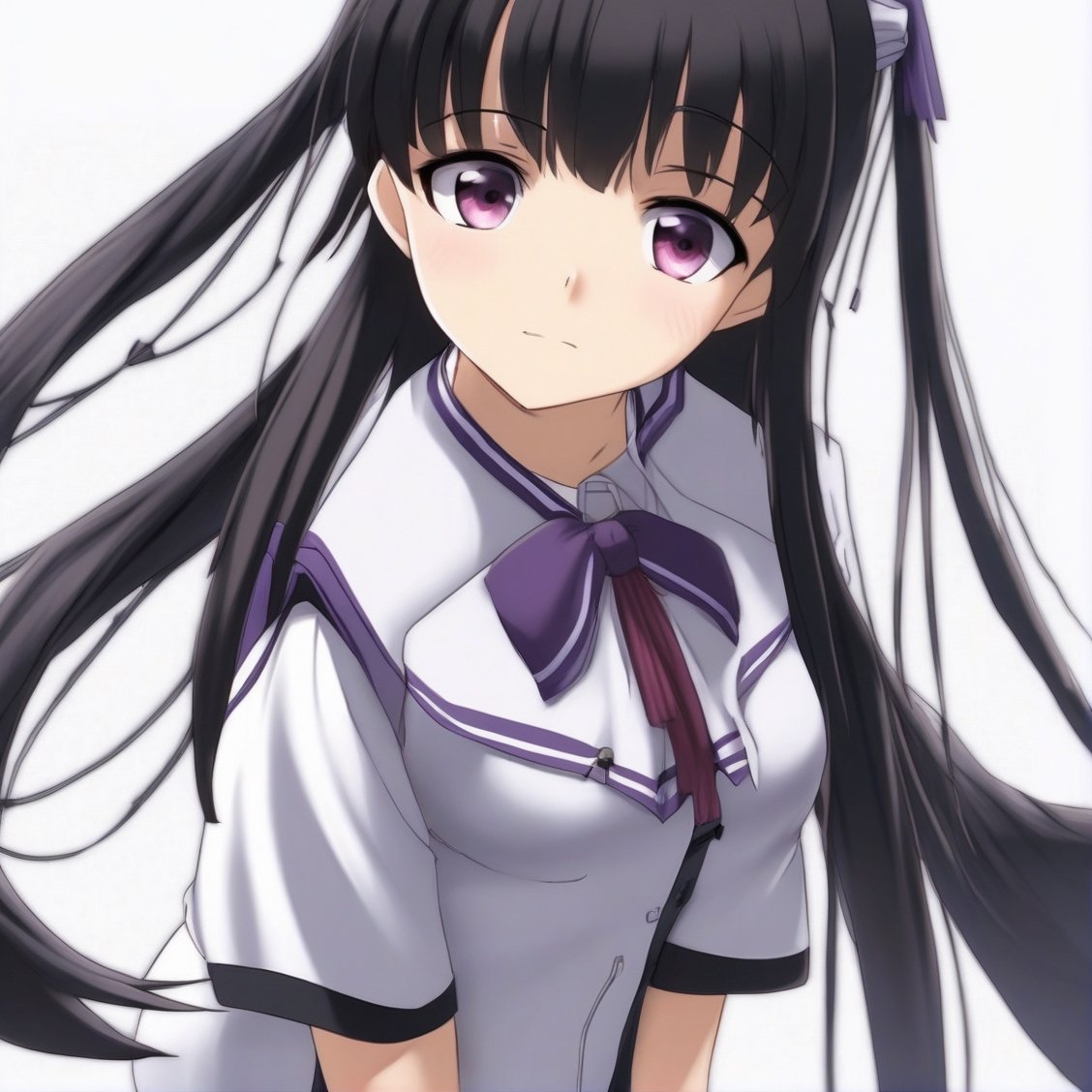 (masterpiece, best quality:1.2), 2girl, solo, homura, white background, simple background, school uniform, extremely detailed
