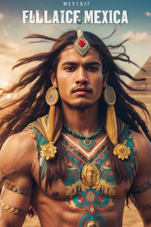 Realistic image of a (man, mexican mayan warrior, brown skin), taken with a high-resolution 16k camera, using a 50mm lens for a sharp focus on the redhead, Miki Asai Macro photography, (mayan pyramid in the background), hyper detailed, trending on artstation, sharp focus, studio photo, intricate details, highly detailed, by greg rutkowski,renaissance,full_body,povbathinfront,potcoll,maxMP3_soul3142