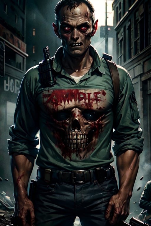 Masterpiece, High Definition, High Definition, High Precision, Horror, Medium Shot, Zombie Cop Attack