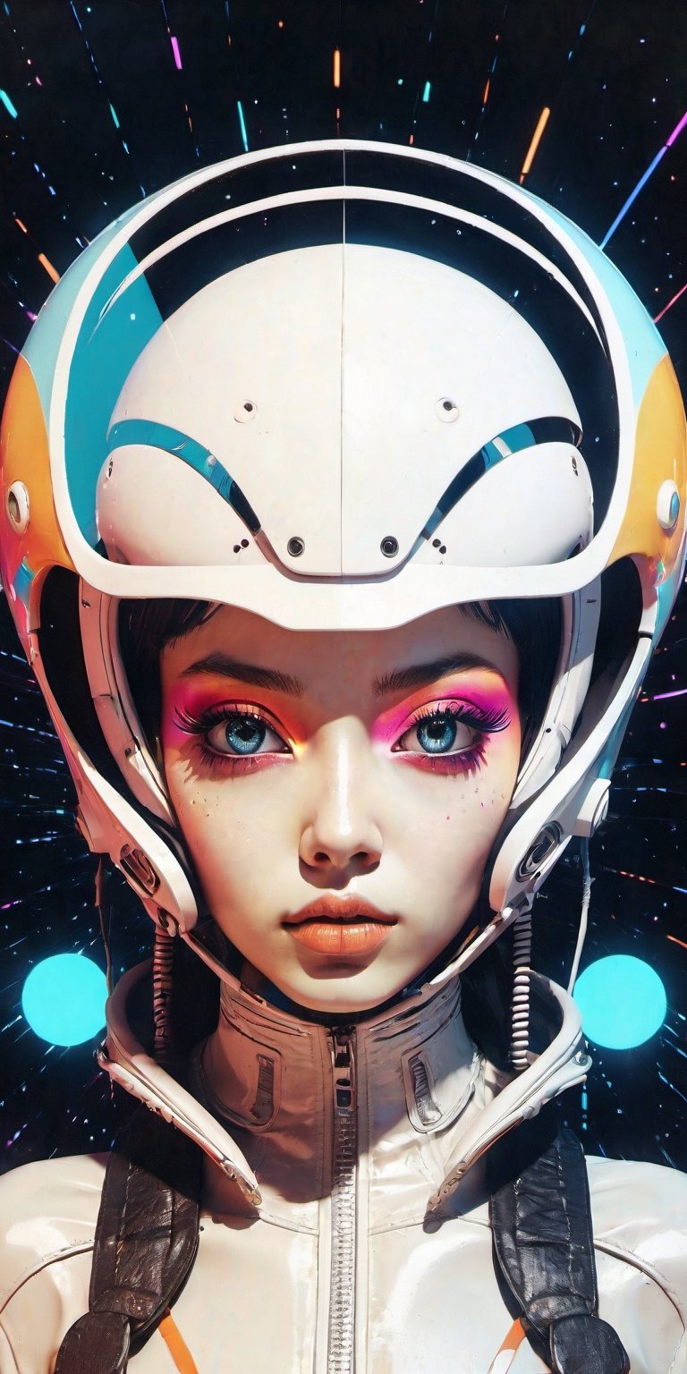 in a funky background portrait of little alien woman, Prominent eyes, funky background, illustration, anime, vector, nft, azuki style, anime style, cowboy shot,digital multi colored, slick bold design, clean, glossy lines, digital illustration, gloss finish, funky aesthetic, impeccable detail, awesome visual impact, endowed with gloss finish, bathed in volumetric lighting, refined by Add_Details_XL-fp16 algorithm, 4D octane rendering, infused with global illumination and precise line art, softened through macros, executed with V-Ray, epitome of visionary art, nuanced by elegant perfectionism and pop art consumerism, infused, aw0k euphoric style --niji 50 --auto --s2 --testp --chaos 50,more detail XL