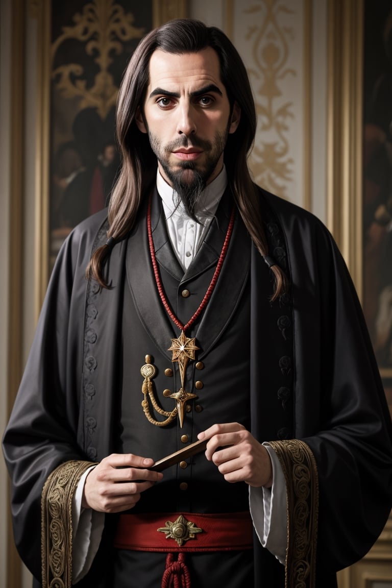  Sacha Noam Baron Cohen as Rasputin, black clothing