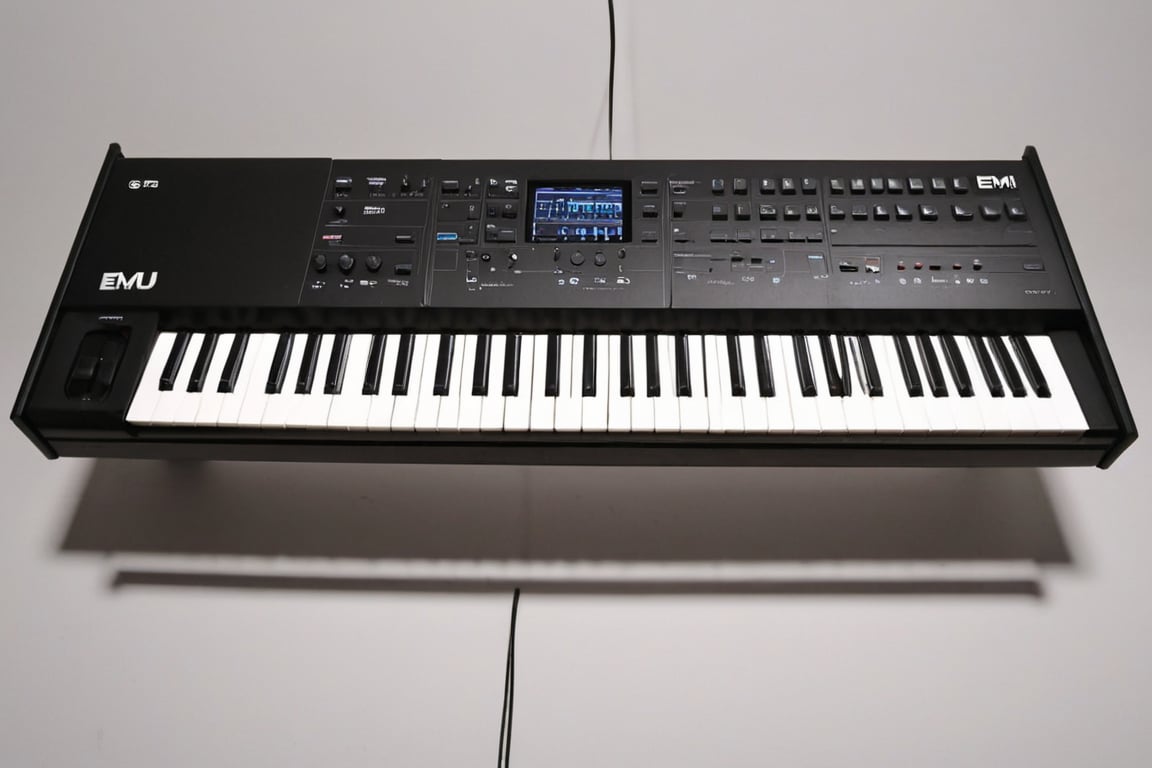 an 88 keys E-MU EMAX synthesizer