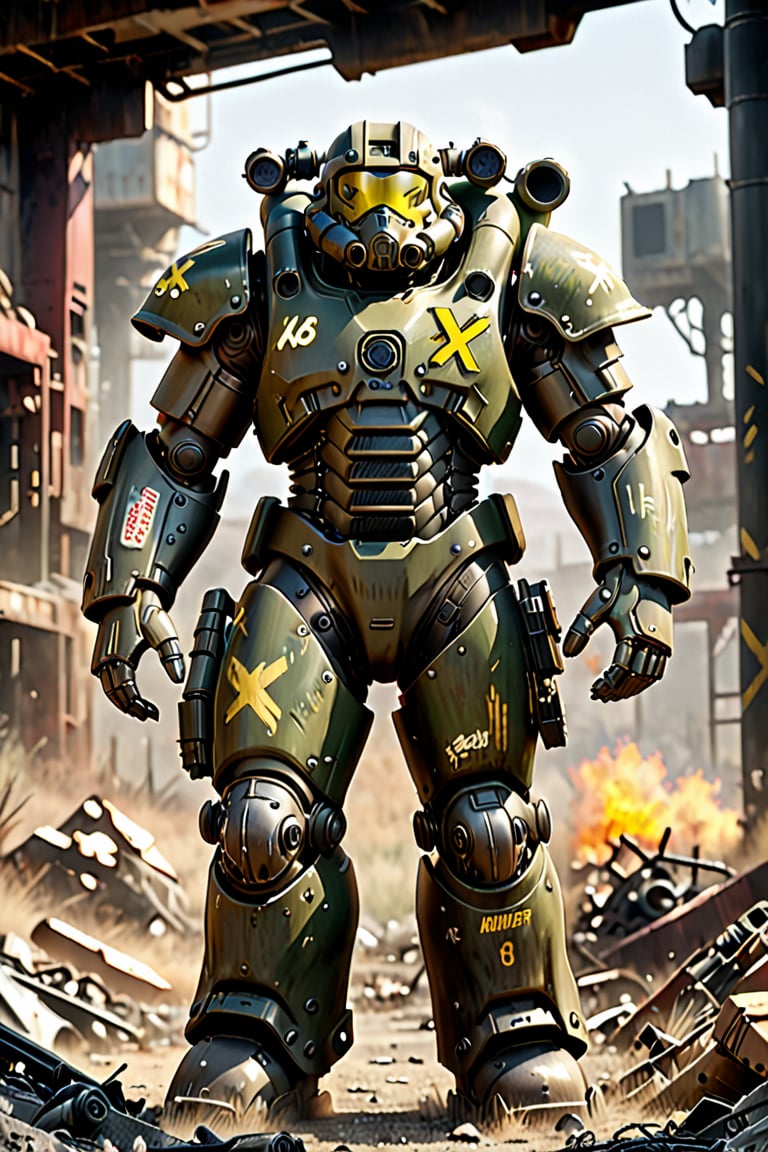 Embark on a journey of innovation as you envision and craft the Prototype Power Armor X-84 for Fallout 5. This prompt guides you through the process of conceptualizing and designing this experimental suit of armor, pushing the boundaries of technological advancement in the post-apocalyptic wasteland. Follow these steps to guide your creative process:

    Begin by sketching the basic shapes to outline the silhouette of the Prototype Power Armor X-84. Utilize rough strokes to define the bulky frame, armored plates, and integrated weaponry. Capture the rugged and makeshift appearance of this experimental power armor.

    Refine the outline by incorporating more intricate details into each component of the X-84. Consider the unconventional design elements that distinguish it from other power armor models in the Fallout universe. Experiment with scavenged parts, jury-rigged modifications, and cutting-edge technology salvaged from pre-war facilities.

    Integrate unique features that highlight the experimental nature of the X-84, such as exposed circuitry, experimental energy cores, or prototype targeting systems. Add worn textures, battle scars, and weathered paint to convey the rugged history of this experimental power armor.

    Showcase the versatility of the X-84 by illustrating its transformation from standard power armor mode to advanced combat mode. Illustrate how the armor plates shift and reconfigure during the transformation process, enhancing its adaptability in different combat scenarios.

    Optionally, use bold lines and dynamic shading techniques to ink over your sketch, giving it a gritty and immersive comic book-style appearance. Embrace the retro-futuristic aesthetic of the Fallout universe while infusing your artwork with your unique artistic flair.

    Experiment with a color palette that reflects the rugged and industrial nature of the wasteland, incorporating muted tones and weathered hues to convey the harsh conditions of post-apocalyptic life. Use rusted reds, faded greens, and worn yellows to evoke the desolate landscape of the Fallout universe.

    Take a moment to review your design and make any final adjustments or additions to ensure that it captures the essence of the Prototype Power Armor X-84. Consider adding background elements, atmospheric effects, or battle damage to enhance the narrative depth of your artwork.

Let your creativity run wild as you immerse yourself in the world of Fallout 5, envisioning and bringing to life the Prototype Power Armor X-84 in all its rugged glory. Whether you're a seasoned artist or a newcomer to the wasteland, embrace the challenge and enjoy the process of crafting this iconic piece of post-apocalyptic technology.