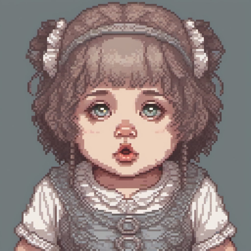 Cute baby girl, insane details, intricate details, hyperdetailed, hdr, faded, pixel art