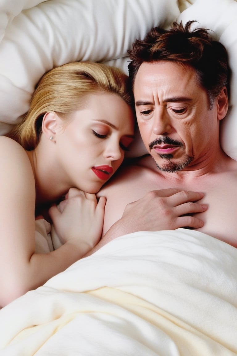Scarlet Johansson and Robert Downey Jr sleep tenderly after making love,scarlett johansson,photo r3al, hot, orgasm