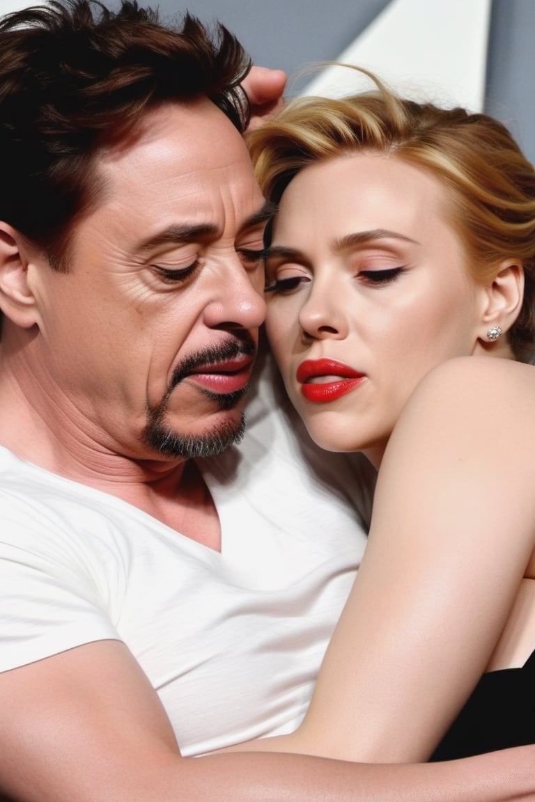 Scarlet Johansson and Robert Downey Jr sleep tenderly after making love,scarlett johansson,photo r3al, hot, orgasm