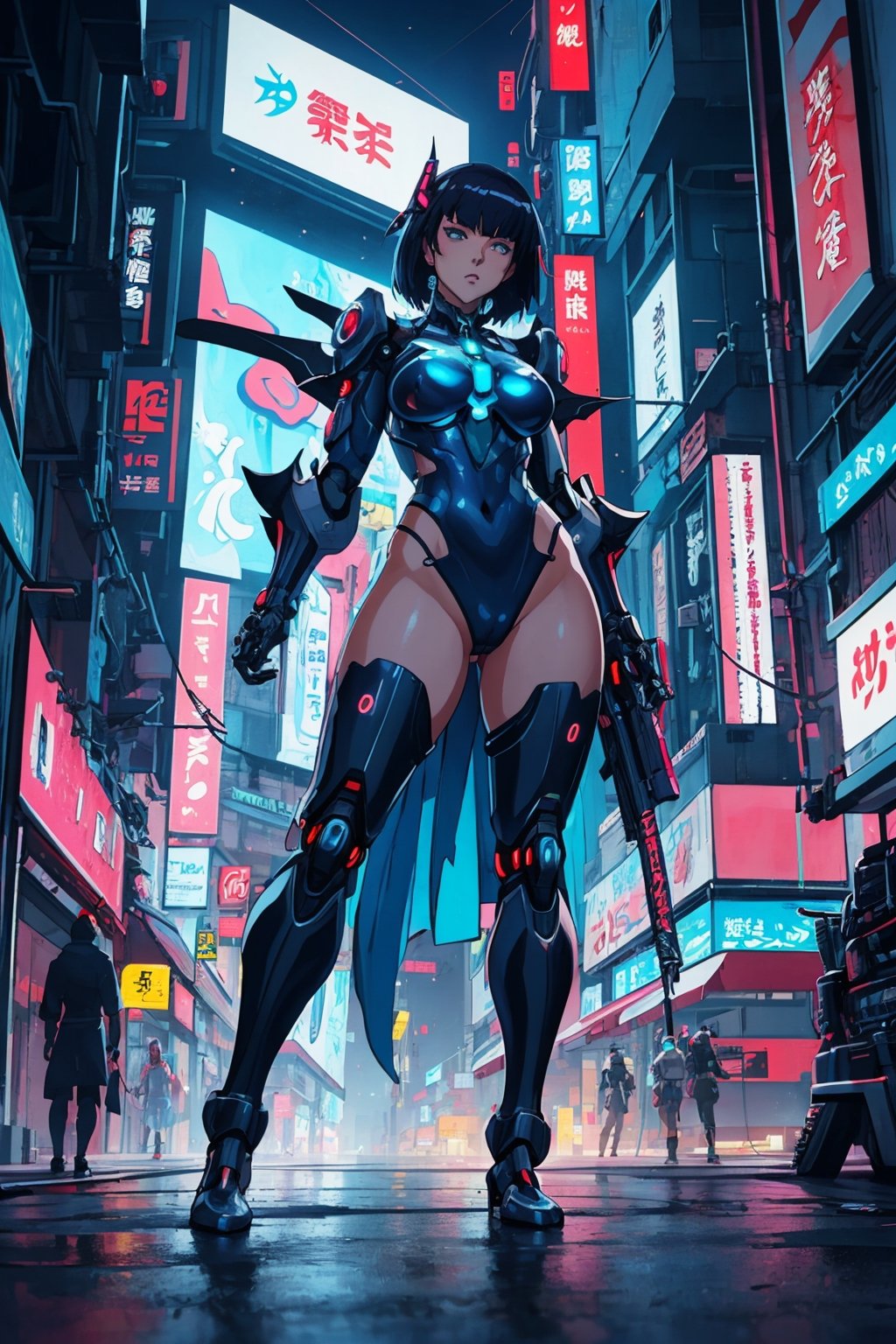 Masterpiece, Best Quality, a sexy android woman dressed as a demon on a night city street, digital cyberpunk anime art, anime cyberpunk art, cyberpunk anime girl mech, digital cyberpunk - anime art, cyberpunk anime girl, female cyberpunk anime girl, cyberpunk anime art, badass anime 8 k, cyborg girl, girl in mecha cyber armor, anime cyberpunk, very beautiful cyberpunk samurai, perfect anime cyborg woman, ghost in the shell, masamune shirow, night lights, neon signboards, neon lights, NSFW