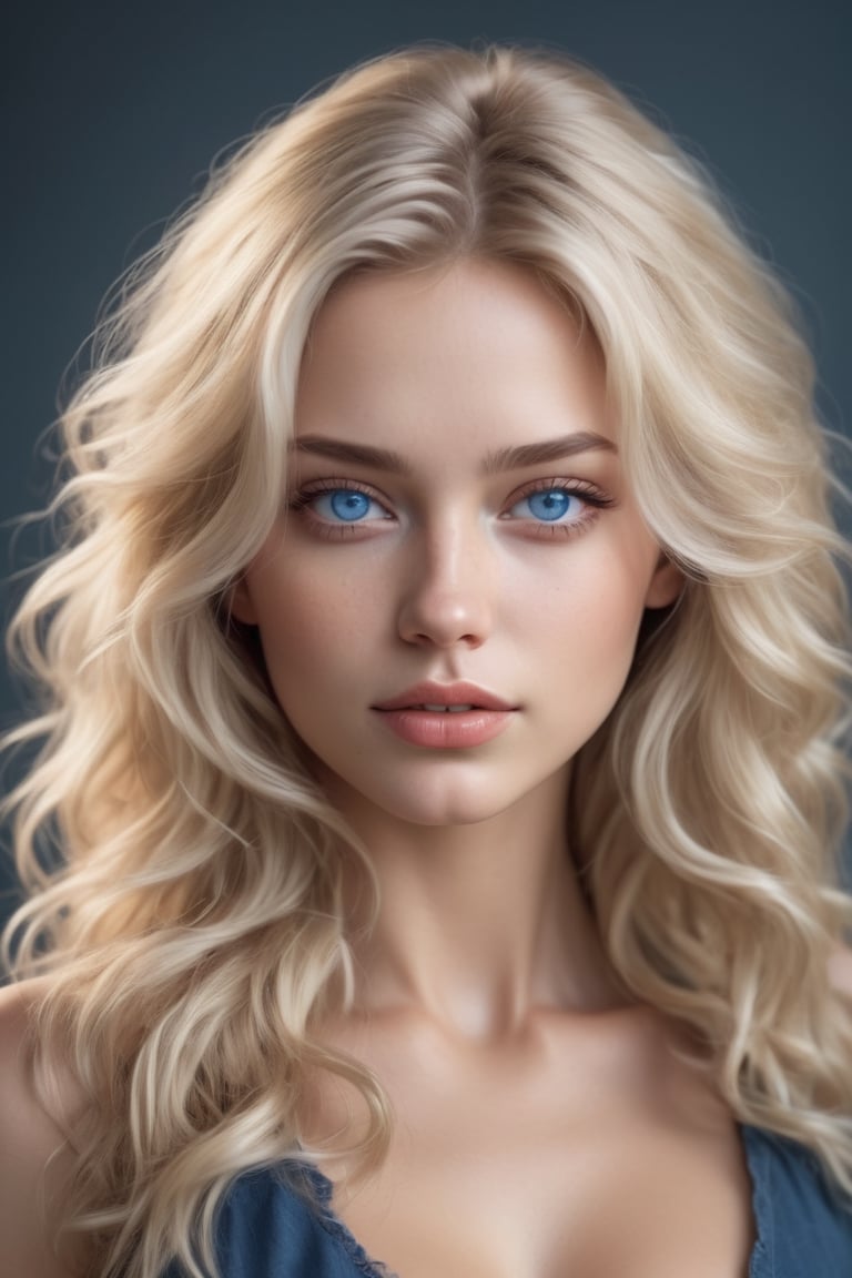 hot sexy female,, pefect face, super realism, photo real, full body, light blonde wavy hair, blue eyes
