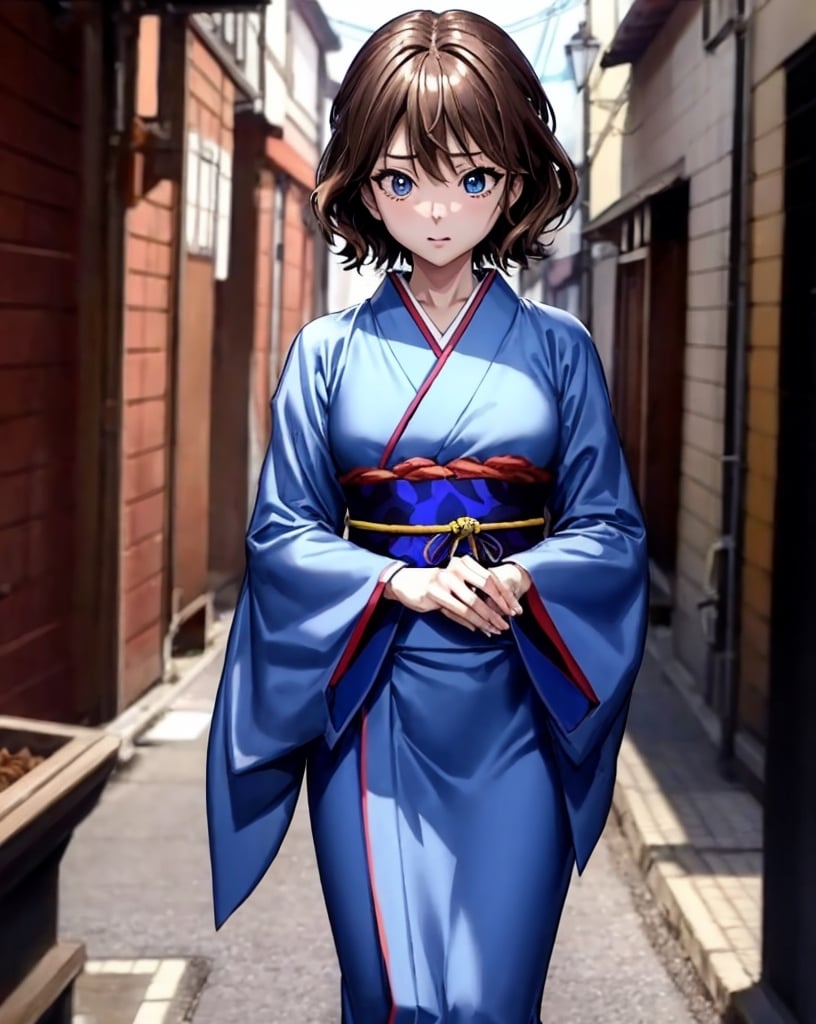 haibaratv, brown hair, short hair, anime screencap, masterpiece, cg 8k, cute, dignified kimono, noble, upper body