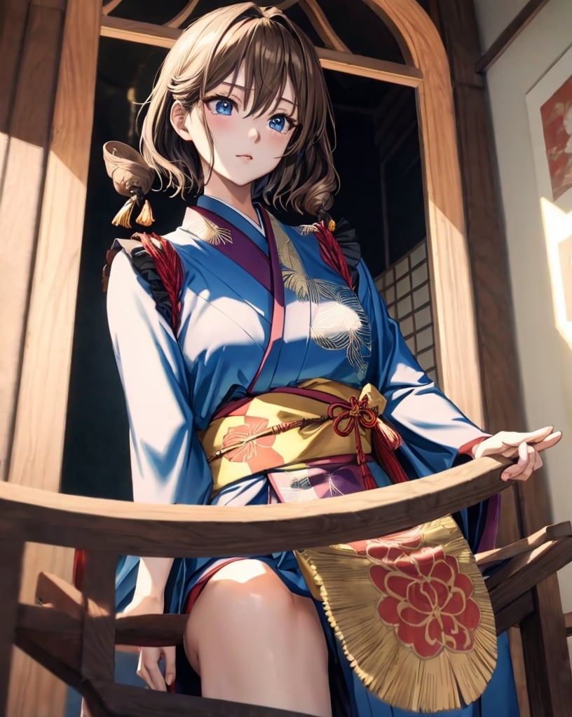 haibaratv, brown hair, short hair, anime screencap, masterpiece, cg 8k, cute, dignified kimono, noble, upper body