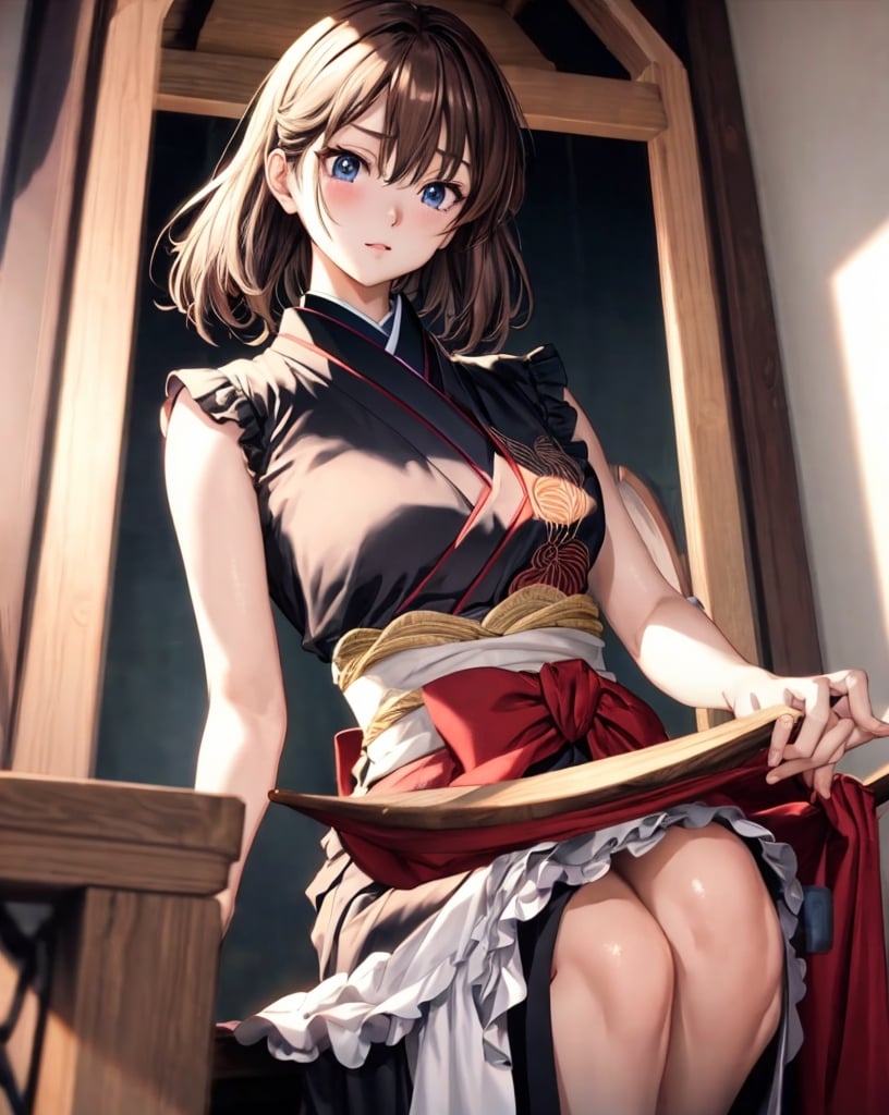 haibaratv, brown hair, short hair, anime screencap, masterpiece, cg 8k, cute, dignified kimono, noble, upper body