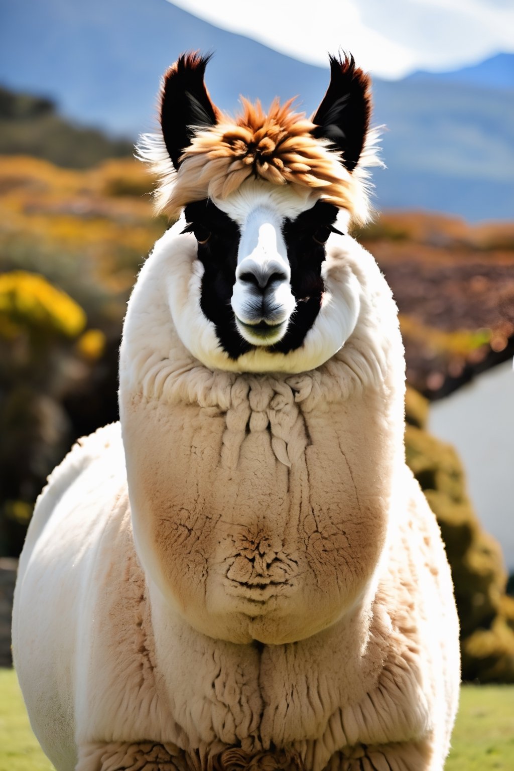 una alpaca con la legendaria cara de bestia