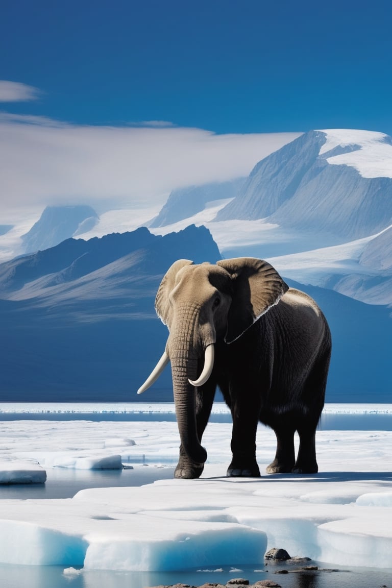 mamut lanudos. en un escenario glaciar en la era cuaternaria