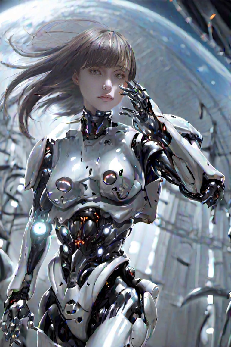 1girl, battle, space, aliens, breast, mecha, face_girl, humanoid_robot