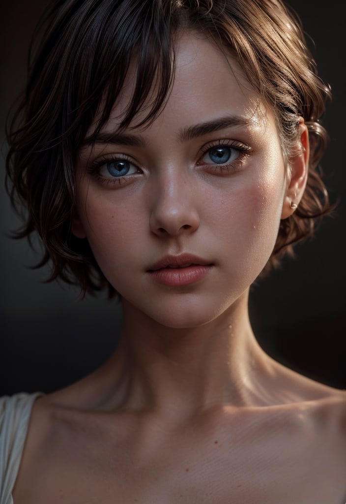 (Masterpiece),  ((Top Quality)),  ((8K Wallpaper)),  ((Ultra High Resolution)),  Good Composition,  (Ultra Detail),  Beautiful Art,  Artistic,  Realistic,  Beautiful,  Good Art,  Landscape,  Movie scene,  shiny skin,  detailed skin,  fine skin,  (beautiful hair),  (beautiful eyes),  (perfect anatomy),  (realistic),  five-fingered delicate hand,  shot on canon,  film grain,  small breasts,  shot by Christopher Nolan,  hard shadow,  masterpiece,  best quality,  Intricate,  High Detail,  analog style,  (soft focus:0.6),  modelshoot style,  film grain,   photo of a (beautiful girl) ,  sweaty skin,  short hair,  (perfect eyes,  detailed eyes,  Princess of Dalmasca