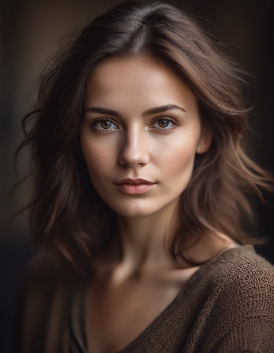 A close up portrait Polish woman looking at camera, slim body, dark theme, soothing tones, muted colors, high contrast, (natural skin texture, hyperrealism, soft light, sharp), (((perfect face))), grunge clothes, Cannon EOS 5D Mark III, 85mm, hyper portrait, single light,brunette.
