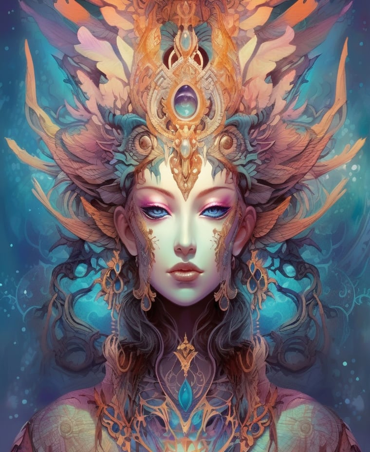 Ancient Elegant astral Goddess of love and magic by Anna Dittmann,and  android jones. Vibrant, visionary art, visionary art,hyper detailed,short pixie hair,short hair, pixie haircut, beautiful intricate detailed garment design,elegant headpiece, perfected facial detail, medium shot, strait forward pose, looking directly into viewer,  detailed eyes, natural lighting, epic composition, dynamic image, with feeling of desire and Majesty, uv color highlights, uv highlights colors, symmetrical image .center composition.symmetrical,over layers of sacred geometry, energy ribbons, psychedelic elements,Geometric Halftone,geometric patterns, sacred geometry,magical energy,visionary,Psychedelic, HDR,HD,sharp focus, ultra detail,high detail, dynamic, epic composition, visionary art ,,uv highlights,neon edges, high detail, ,sharp focus,   hd, rich tones (perfect hands, perfect anatomy), High detailed, detailed background, anatomically correct,
 . Spirit realm, metaphysical realm, esoteric,style , psychedelic landscape  , (masterpiece, best quality, ultra-detailed), (perfect hands, perfect anatomy), High detailed, detailed background, anatomically correct , beautiful face, detailed hands, perfect eyes, expressive eyes, score_9, score_8_up, score_7_up, best quality, masterpiece, 4k,visionary art,ULTIMATE LOGO MAKER [XL],bl4ckl1ghtxl,dd4ught3r,Sexy Girl score_9_up,extremely detailed,concept,Sexy Girl