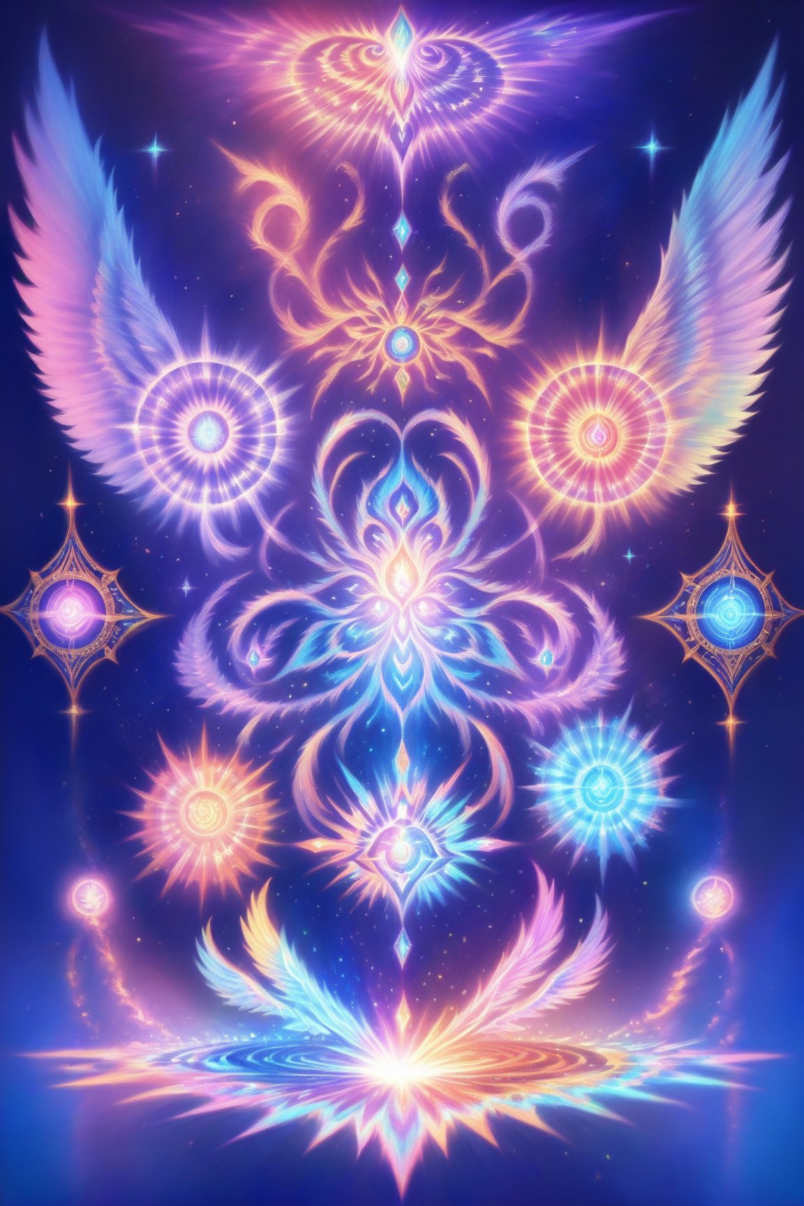  visionary art ,pen art, (symmetrical), spirit guide among a matrix of energy and light,bl4ckl1ghtxl,,transparent caustics light ,epic composition,universal energy, uv pastel colours, sacred geometry, divine being in the comsic astral matrix of another reality,