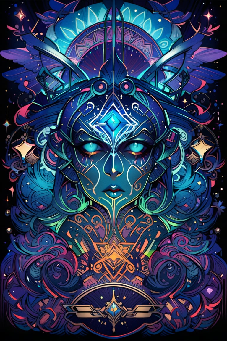 visionary art style , tarot card back art