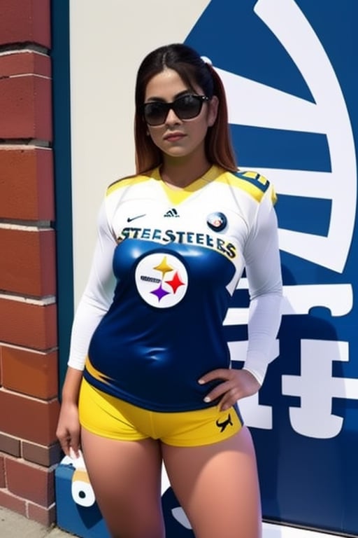 1 girl Usando un jersey  de los pitsburg steelers nfl