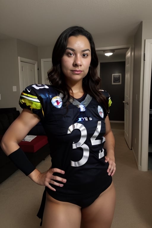 1 girl Usando  jersey  de los (((pitsburg steelers))) nfl,REALISTIC