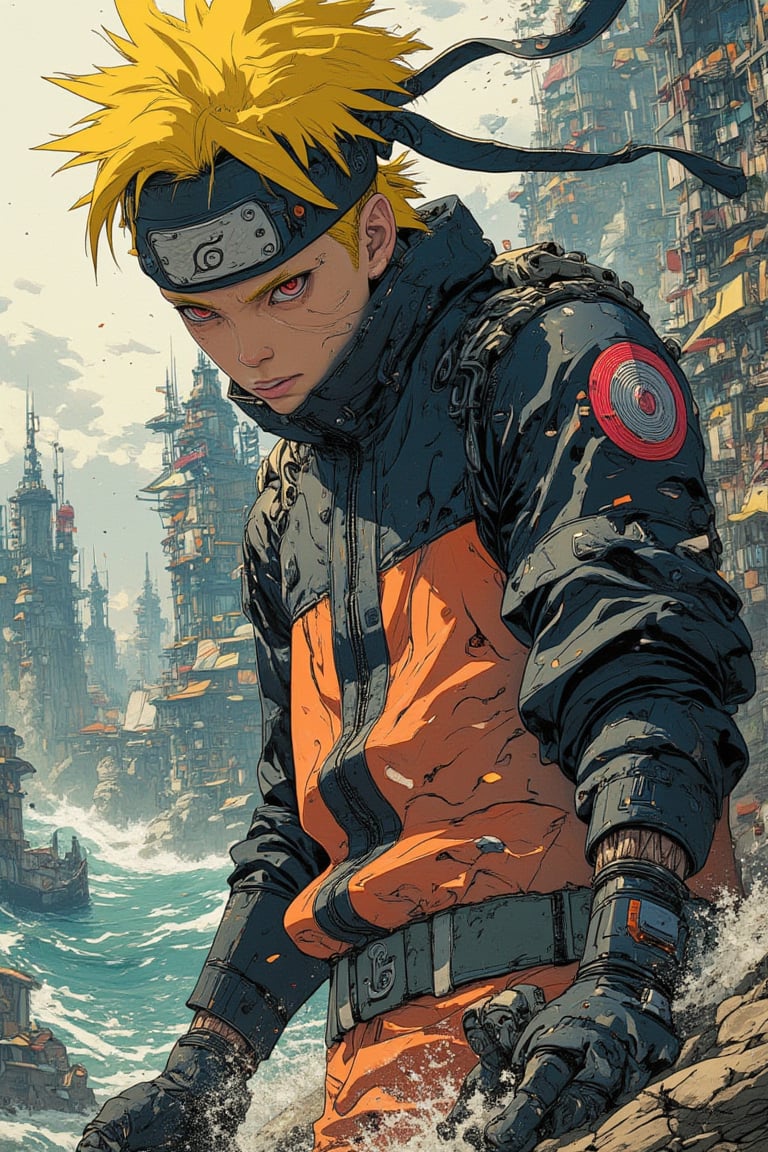 Masterpiece, professional, award-winning, intricate details, ultra high detailed, 64k, volumetric light, dynamic lighting, Movie Aesthetic, action close shot, comic book panels by Travis Charest and Phil Noto (colored). Naruto Uzumaki, superb detail, It must not be commonplace, Must have a very complex structure, Must have a very high degree of randomness, Must be an image that no one has ever seen before, It has to be very original, Must have tremendous detail, It has to be of the highest artistic quality, It has to be the ultimate, Failure is not an option.