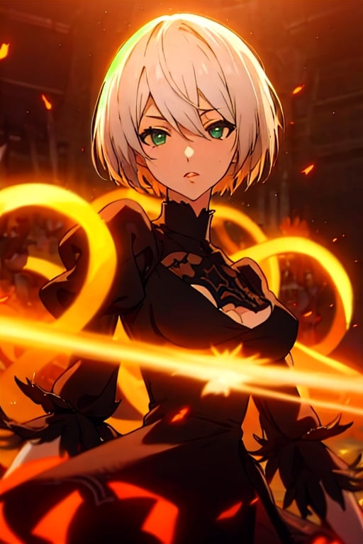 nier anime style,yorha no. 2 type b,white hair