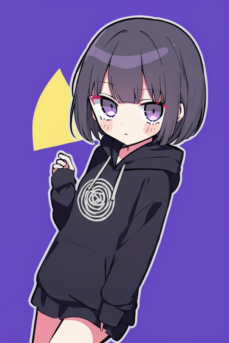 1girl,black hoodie,color background, bagua, mkup, txznmk,