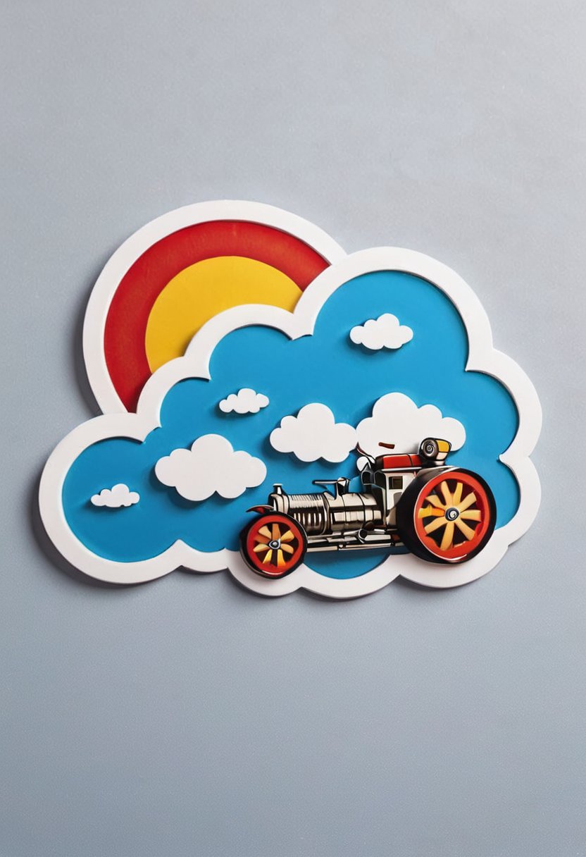 Gears on a cloud in the sky,flatee,tmts,sticker