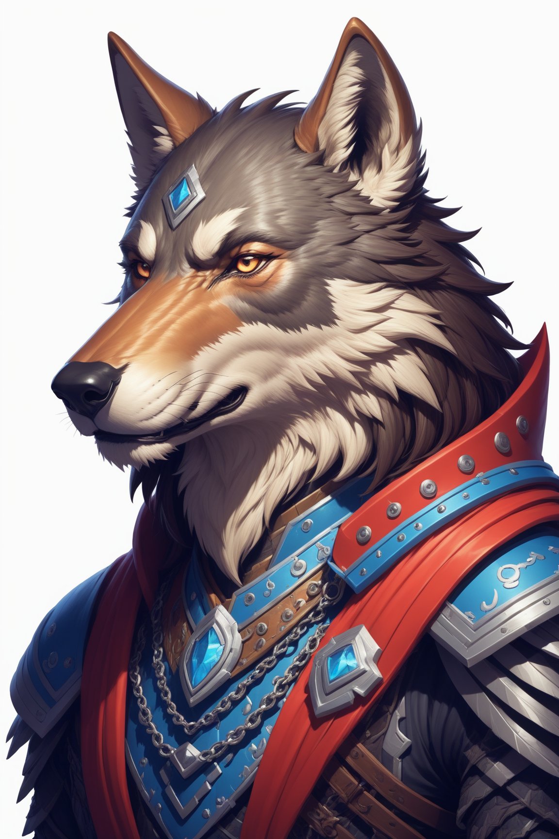 Head and shoulders portrait, anthropomorphic wolf warrior ,  pixel art, PixArFK, ,Pixel Art