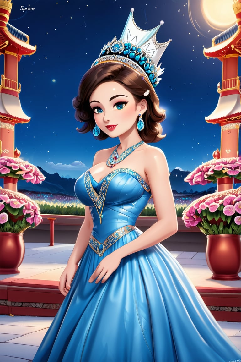 Masterpiece, high quality, high resolution, portrait a queen in China in the 18th century with stylized features.. She is preparing for a sweet night with her husband. Truly Asian Beauty,1girl, supreme (brand),pixar style