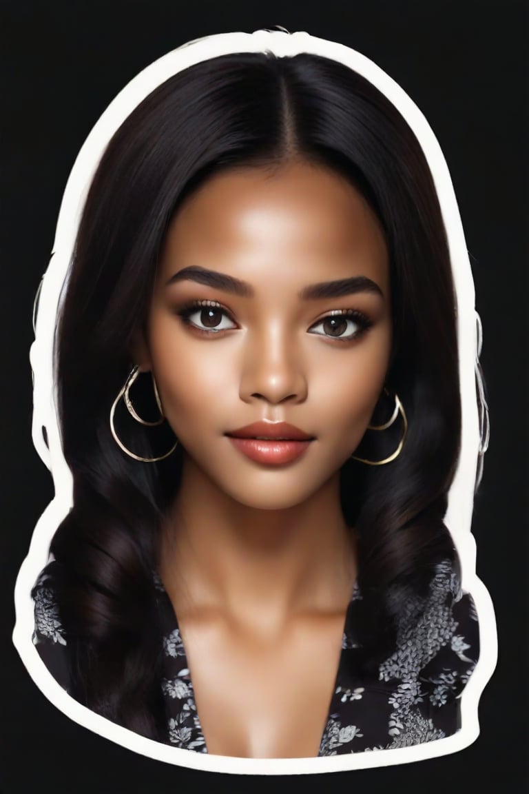 Masterpiece, high quality, high resolution, portrait sticker of a young seductress from Africa, eyes contact,Supreme,portrait sticker