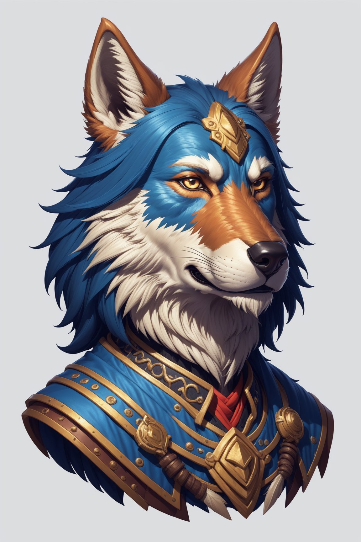 Head and shoulders portrait, anthropomorphic wolf warrior ,  pixel art, PixArFK, ,Pixel Art