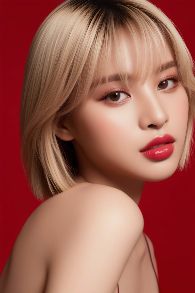 ((masterpiece, best quality, absurdities, (absurdresolution), high resolution, ultra detailed, high resolution, very fine 8KCG wallpapers)), shaded, crimson, wet lips, sensual face, realistic retinas, straight hair, Bob cut , blonde,Asian Best Face Ever