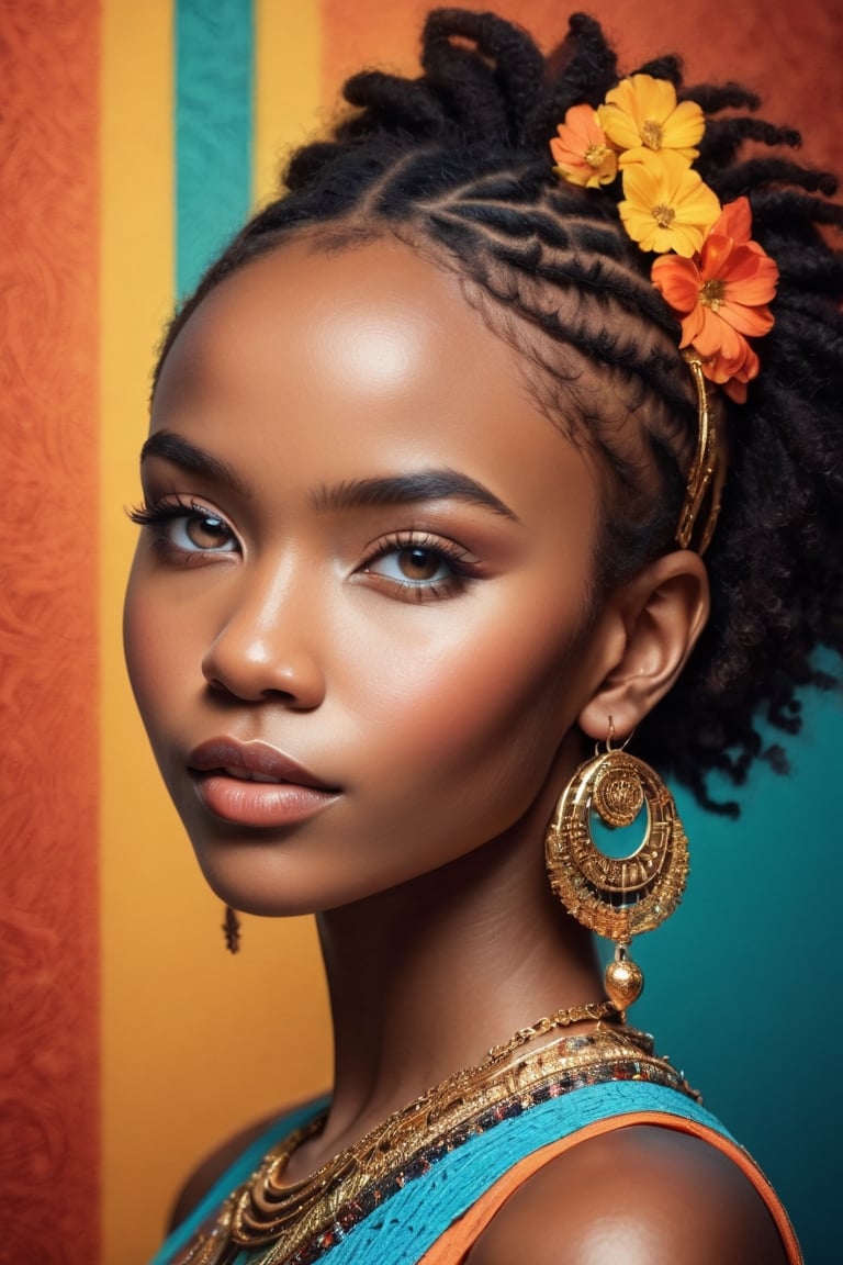 a 20 yo woman, African,, (modern elegant:1.3), colorful theme, bright tones, muted colors, high contrast, (natural skin texture, hyperrealism, soft light, sharp),,Enhanced All