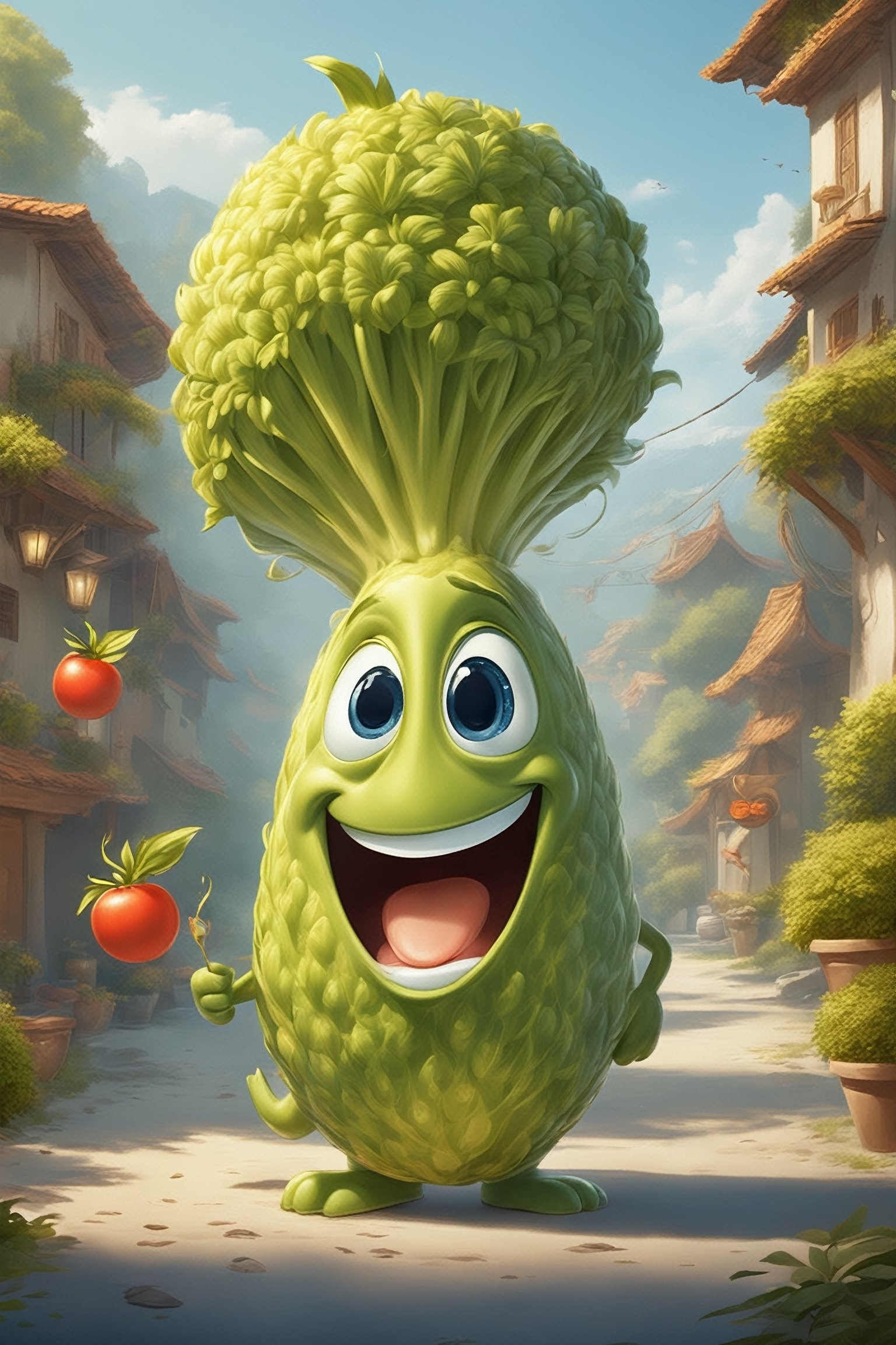 (((masterpiece))),best quality, fruit characters in a cartoon movie are celebrating new year