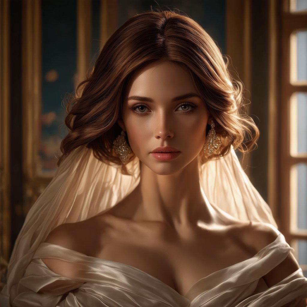 A majestic masterpiece unfolds: a stunning, photorealistic portrait of a regal subject. Ultra-detailed textures and subtle gradations in the 8K resolution render each strand of hair, every crease on their noble visage, and the intricate folds of their ornate attire with breathtaking realism. Cinematic lighting, courtesy of volumetric lights and precision-crafted hard edge lighting, casts a warm, inviting glow upon the subject's dignified pose, as if illuminated by an award-winning photographer's keen eye. HDR tones and hyper-realistic attention to detail elevate this 3D-composited work into a true masterpiece, worthy of the highest accolades.